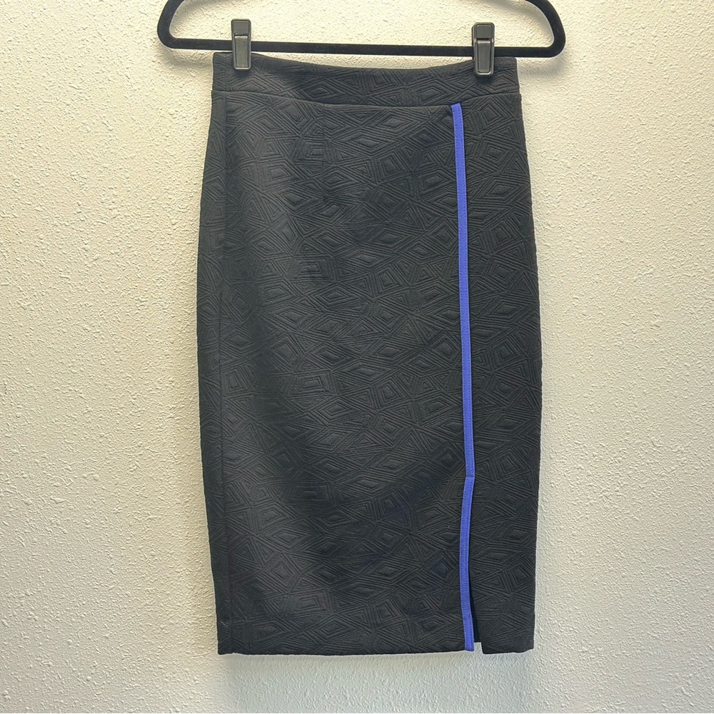 Nicole Black Pencil Skirt with Blue Trim